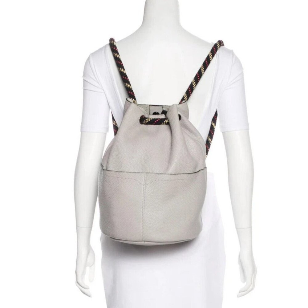 Rebecca Minkoff Taupe Grained Leather Climbing Rope Detail Outdoor Backpack Bag